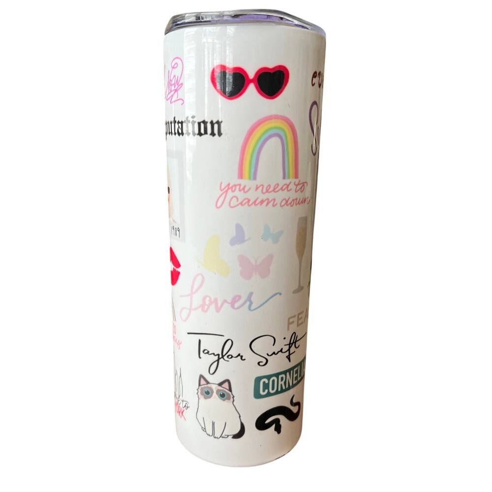 Taylor Swift "Swiftie" 20oz Metal Cup Tumbler fan-art designs Song Titles